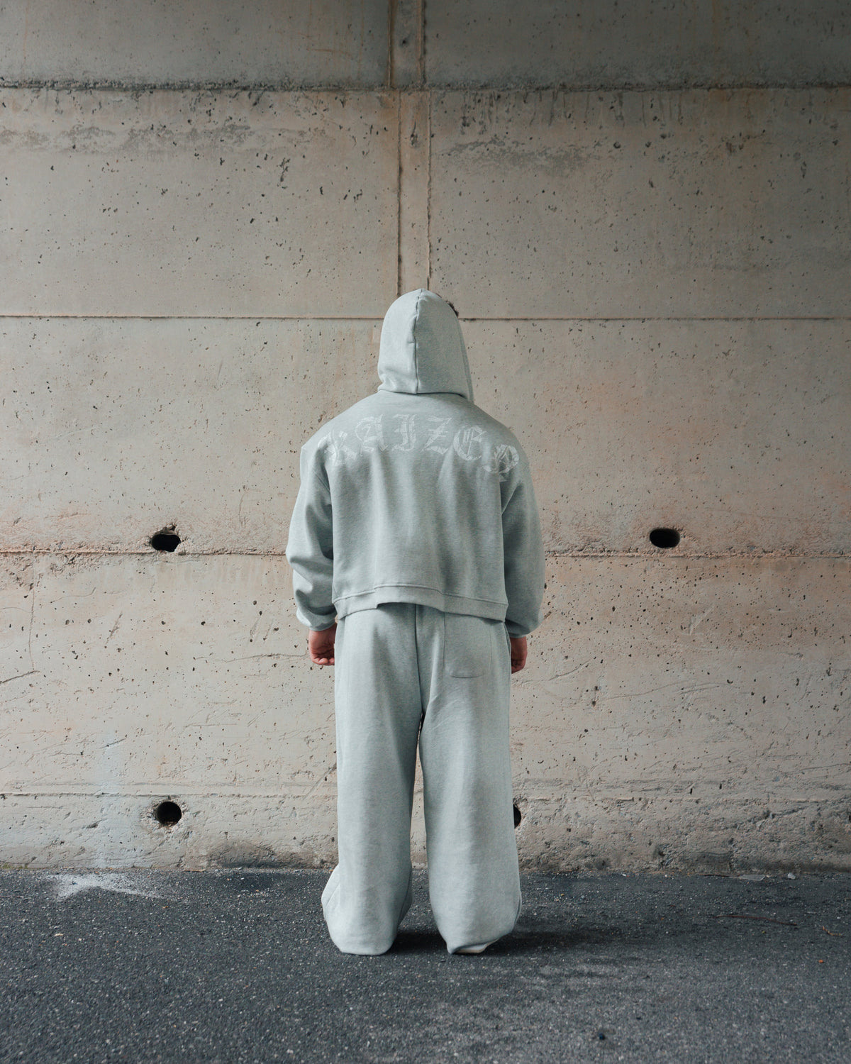 K-01 OG SET OVERSIZE BOXY FIT FULL-ZIP HOODIE  - HEATHERED GREY
