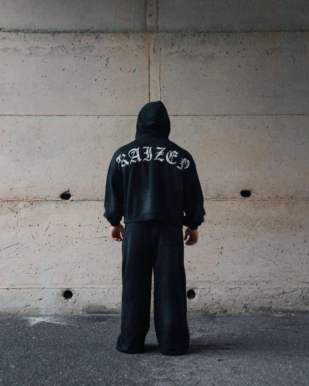 K-01 OG SET OVERSIZE BOXY FIT FULL-ZIP HOODIE  - BLACK