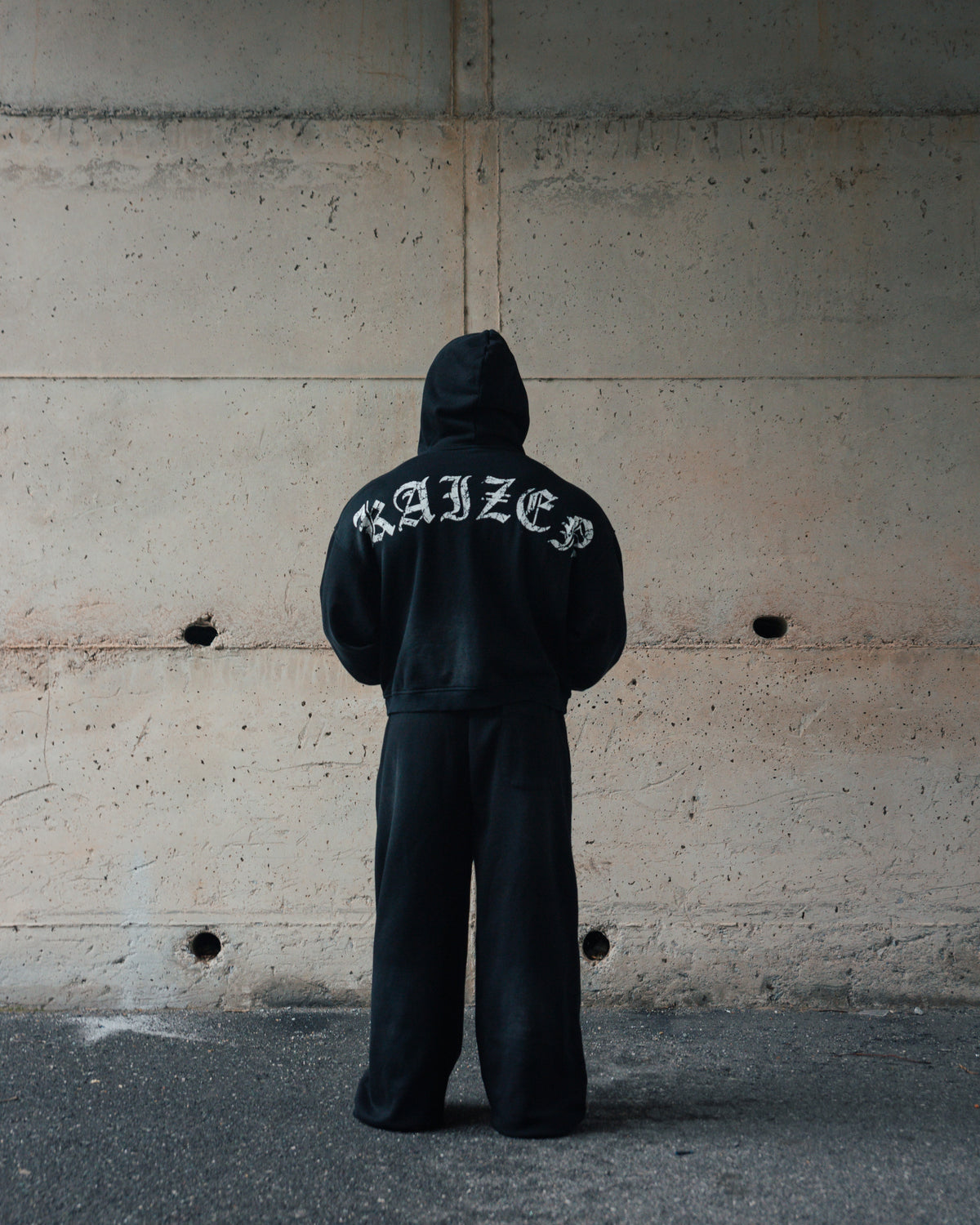 K-01 OG SET OVERSIZE BOXY FIT FULL-ZIP HOODIE  - BLACK