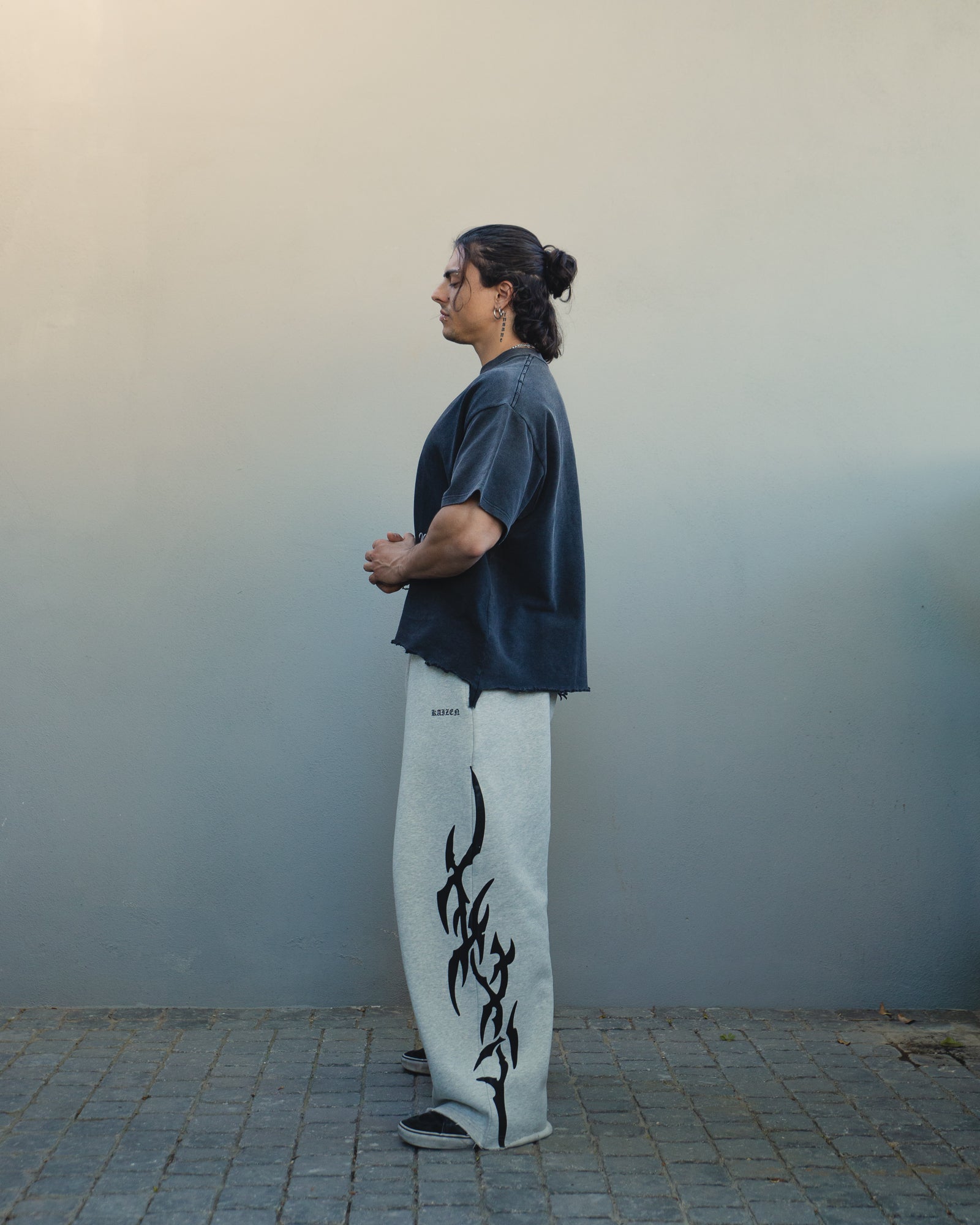 K-02 NO-CUFF WAVE JOGGERS - GREY