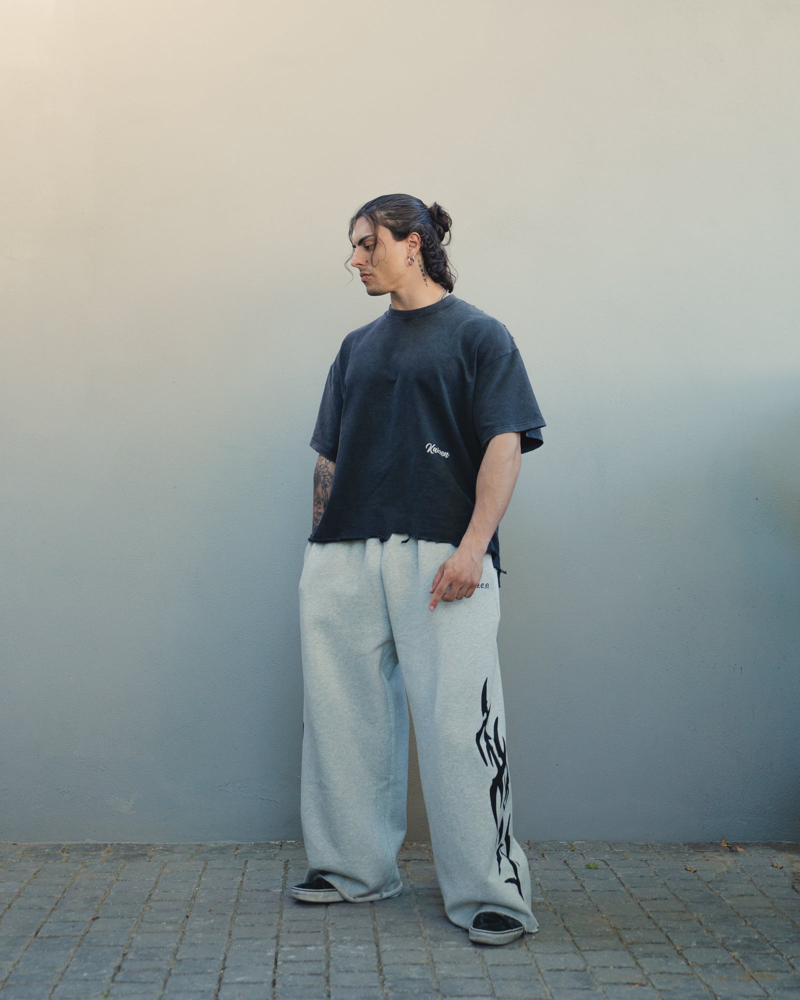 K-02 NO-CUFF WAVE JOGGERS - GREY