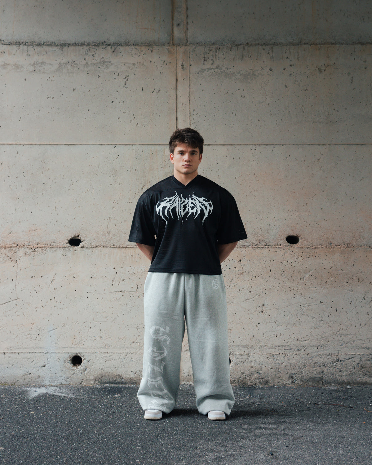 K-01 OG SET BAGGY NO-CUFF JOGGERS - HEATHERED GREY