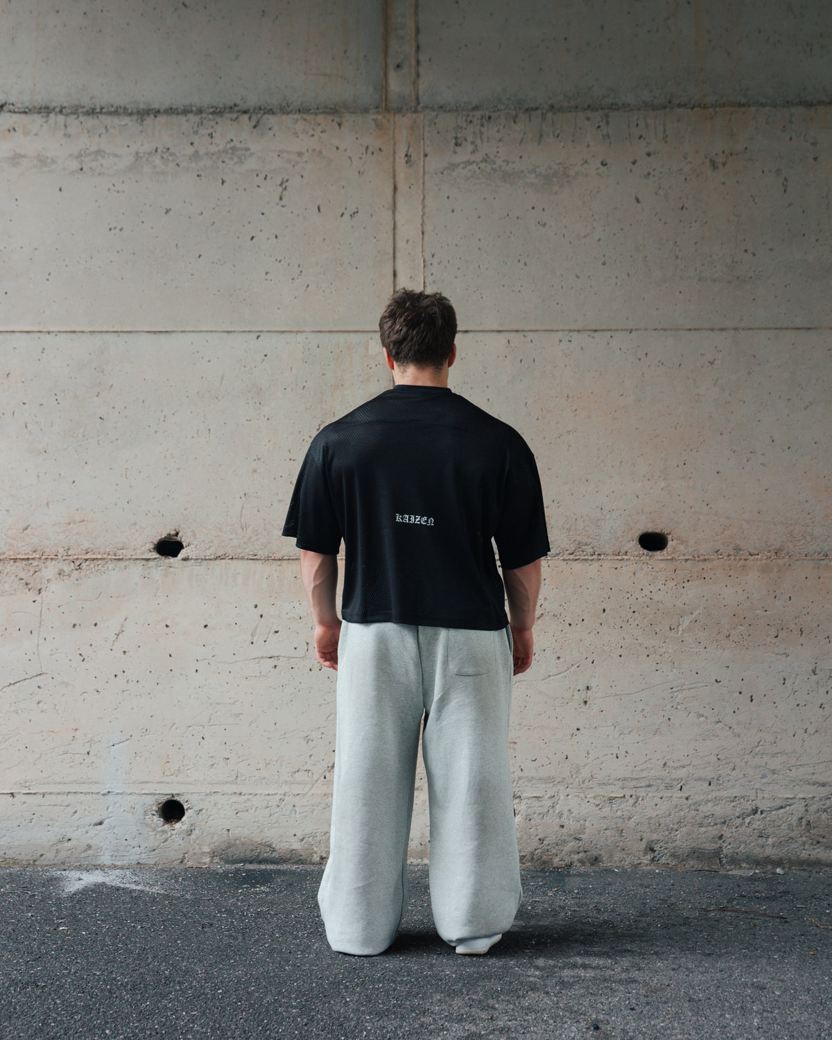 K-01 OG SET BAGGY NO-CUFF JOGGERS - HEATHERED GREY