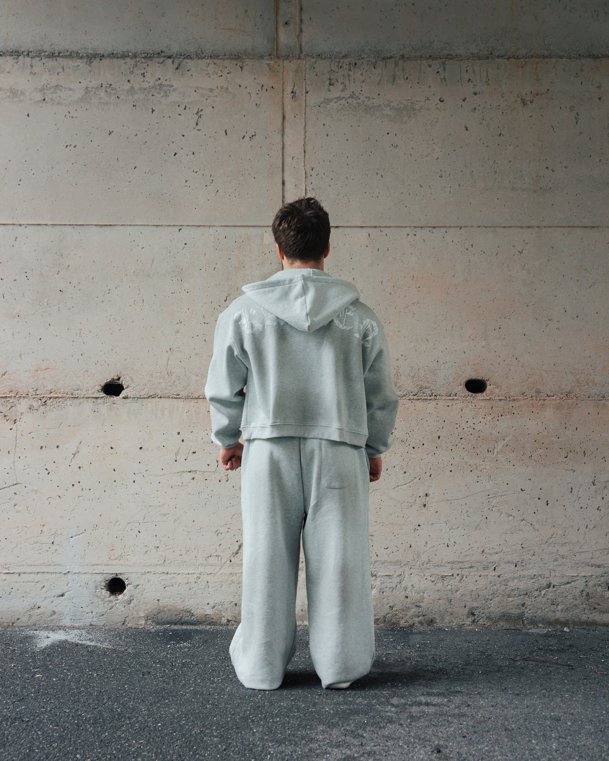 K-01 OG SET OVERSIZE BOXY FIT FULL-ZIP HOODIE  - HEATHERED GREY