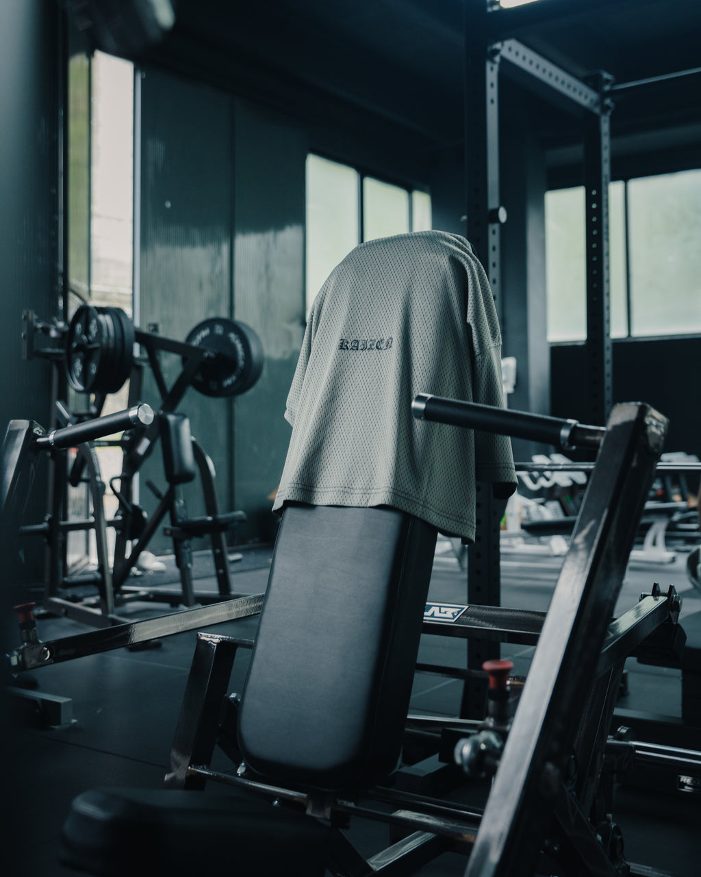 K-01 BOXY OVERSIZE VARSITY MESH SHIRT  - GREY